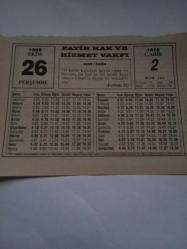Efemera - 26 Ekim 1995-Orijinal Takvim Yaprağı-Doğum Günü-Söz,Nişan,Nik&acirc;h,Düğün ve Önemli Günler Hediyesi-Fatih Hak ve Hizmet Vakfı-Ayet/Hadis(Furkan:52)-Salat ve Selamın Fayda ve Hikmetleri-Sözün Özü-Ortakulak İçin Papatya - kitantik - kitaLog