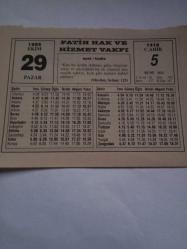 29 Ekim 1995-Orijinal Takvim Yaprağı-Doğum Günü-Söz,Nişan,Nikâh,Düğün ve Önemli Günler Hediyesi-Fatih Hak ve Hizmet Vakfı-Ayet/Hadis(Müslim,Selâm:125)-Dönme!-Erzurumlu Emrah-Vazife Şuuru