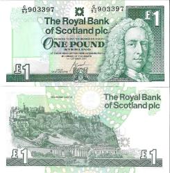 İskoçya 2001 Yılı 1 Pound Yabancı Kağıt Para Çil (Unc) Koleksiyon Para
