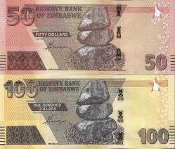 Zimbabwe 2020 Yılı 50 ve 100 Dolar Yabancı Kağıt Para Çil (Unc) Koleksiyon Para