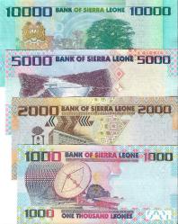 Sierra Leones 2021 Yılı 1000/2000/5000/10000 Leones Yabancı Kağıt Para Set Çil (Unc) Koleksiyon Para