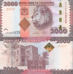 Tanzanya 2000 Shilling Yabancı Kağıt Para Çil   Koleksiyon Para