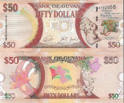 Guyana 50 Dolar Yabancı Kağıt Para Çil   Koleksiyon Para
