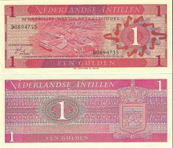 Hollanda Antilleri 1 Gulden Yabancı Kağıt Para Çil   Koleksiyon Para