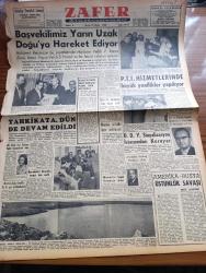 Zafer Gazetesi - Turkish Newspaper - 18 Nisan 1958 - Başvekilimiz Adnan Menderes yarın uzakdoğuya hareket ediyor - Londra Kıbrıs Türktür cemiyeti Merkez Başkanı Necati Sager ve Kıbrıs Türk kültür derneği Genel Başkanı Mehmet Ertuğruloğlu basın toplantısı yaptı fotoğraf - Ayşe Köymen Teksas Fahri hemşehrisi oldu - Türk İş Kongresi dün sona erdi - Devlet demiryolları sinyalizasyon istasyonları kuruyor - Doktor Cemal Kiper işçi sigortaları kurumu umum müdürü oldu - Amerika Rusya üstünlük savaşı yazan Seyfi Kurtbek - Mustafa Akdağ Profesör oldu - Ayrancı barajı doluyor fotoğraf - Radyo ve haberler yazan Hikmet Münir Ebcioğlu - Ramazan musahabeleri yazan Ragıp Akyavaş - Misket yazan Münir Müeyyet Bekman yazı dizisi - NATO'nun savunma gücü artırılacak - İzmir'de yapılan at yarışları - Demokrat Parti İstanbul il başkanı Dr Cemil Bengü'nün vefatı - Atatürk'e ait film aranıyor - Mardin gecesi - serbest güreş seçmeleri sona erdi - siyasal bilgiler fakültesinde inek Bayramı hazırlığı - Fenerbahçe