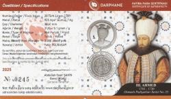 Darphane Osmanlı Padişahları Serisi No:23 Sultan 3.Ahmet Hatıra Parası Gümüş