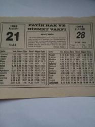 21 Kasım 1995-Orijinal Takvim Yaprağı-Doğum Günü-Söz,Nişan,Nikâh,Düğün ve Önemli Günler Hediyesi-Fatih Hak ve Hizmet Vakfı-Ayet/Hadis(Tirmizi,Edahi 1)-(Dünden Devam)-C.Şahabettin-Yufkalı Pilav