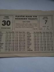30 Kasım 1995-Orijinal Takvim Yaprağı-Doğum Günü-Söz,Nişan,Nikâh,Düğün ve Önemli Günler Hediyesi-Fatih Hak ve Hizmet Vakfı-Ayet/Hadis(Nahl:90)-İslam ve İnsan-Sözün Özü-En Uzun Savaş