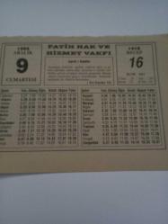 9 Aralık 1995-Orijinal Takvim Yaprağı-Doğum Günü-Söz,Nişan,Nikâh,Düğün ve Önemli Günler Hediyesi-Fatih Hak ve Hizmet Vakfı-Ayet/Hadis(Al-i İmran:14)-Cuma Namazı Sırasında Alış-Veriş-Seneca-Asprini Çiğneyin...
