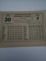 30 Aralık 1995-Orijinal Takvim Yaprağı-Doğum Günü-Söz,Nişan,Nikâh,Düğün ve Önemli Günler Hediyesi-Fatih Hak ve Hizmet Vakfı-Ayet/Hadis(Tevbe:88-89)-Akif'in Bu Yönlerini Bilir Miydiniz?-Veysel Karani-Hazır Çorbayı Lezzetlendirin