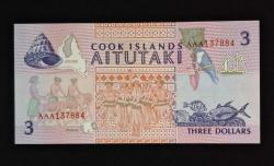 Cook Adaları 3 Dolar ÇİL KAĞIT PARA