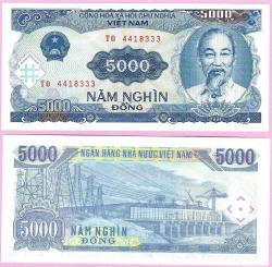 LOT.10 » Vietnam 5000 Dong 1991 P 108 UNC (TK 18 924) ÇİL