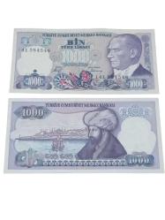 7. Emisyon 1000 Türk Lirası Koleksiyon Kağıt Para. Cumhuriyet Dönemi Para.