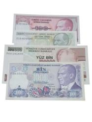 7. Emisyon 4 Adet Türk Lirası Koleksiyon Kağıt Para. Cumhuriyet Dönemi Para.