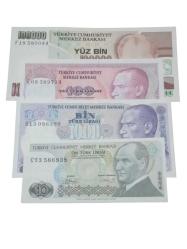 7. Emisyon 4 Adet Türk Lirası Mevlana Koleksiyon Kağıt Para. Cumhuriyet Dönemi Para.