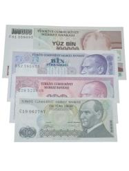 7. Emisyon 4 Adet Türk Lirası Mevlana Koleksiyon Kağıt Para. Cumhuriyet Dönemi Para.