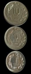 1982 Yılı 1 5 10 Lira Çil tedavül Set