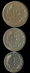 1984 Yılı 1 5 10 Lira Çil tedavül Set