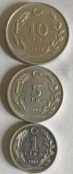1984 Yılı 1 5 10 Lira Çil tedavül Set