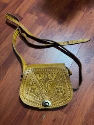 Hakiki Deri Çapraz Çanta, Omuz Çantası, Kadın Deri Çanta, El Yapımı Oymalı Deri