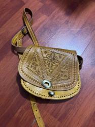 Hakiki Deri Çapraz Çanta, Omuz Çantası, Kadın Deri Çanta, El Yapımı Oymalı Deri