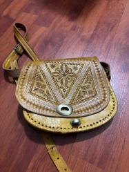 Hakiki Deri Çapraz Çanta, Omuz Çantası, Kadın Deri Çanta, El Yapımı Oymalı Deri