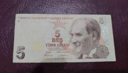 5 lira sarı koleksiyonluk para