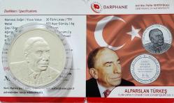 CUMHURİYET DÖNEMİ TÜRK SİYASETÇİLERİ NO:3, ALPARSLAN TÜRKEŞ 2023, DARPHANE HATIRA GÜMÜŞ PARA, SERTİFİKALI