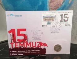 T.C. Madeni 2016 1 Lira 15 Temmuz Şehitleri Hatıra Damgalı Pullu Özel Gün Zarfı