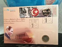2022 1 Lira Büyük Taarruz'un 100.Yılı, Atatürk'ü Anma Hatıra Damgalı Pullu ÖzelGün Zarfı
