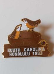 SOUTH CAROLINA HONOLULU 1983 / YUVADA ÇİFT KUŞ TEMALI LIONS BÜYÜK BOY ROZET...