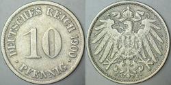 ALMANYA İMPARATORLUĞU 10 PFENNIG 1900 G. II. WİLHELM DÖNEMİ.