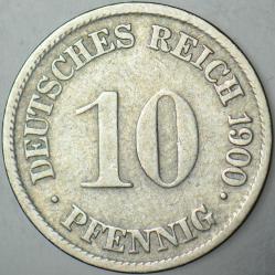 ALMANYA İMPARATORLUĞU 10 PFENNIG 1900 G. II. WİLHELM DÖNEMİ.
