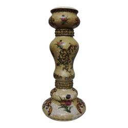 Antika Altın İşleme Seramik Şamdan / Abajur Altı