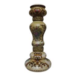 Antika Altın İşleme Seramik Şamdan / Abajur Altı