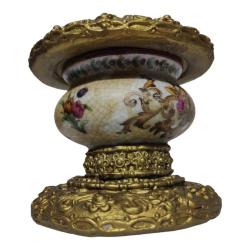 Antika Altın İşleme Detaylı Seramik Şamdan