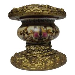 Antika Altın İşleme Detaylı Seramik Şamdan