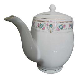 Çin Damgalı Çiçek Desenli Büyük Boy Porselen Demlik