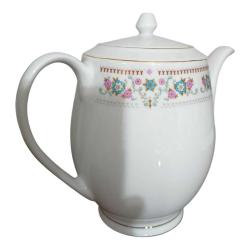 Çin Damgalı Çiçek Desenli Büyük Boy Porselen Demlik