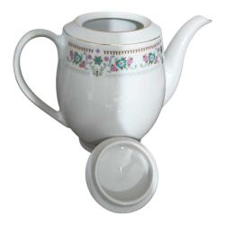 Çin Damgalı Çiçek Desenli Büyük Boy Porselen Demlik