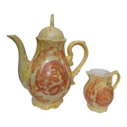 Japon Damgalı Ejderha Desenli Çaydanlık - Sütlük Set