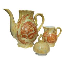 Japon Damgalı Ejderha Desenli Çaydanlık - Sütlük Set