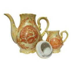 Japon Damgalı Ejderha Desenli Çaydanlık - Sütlük Set