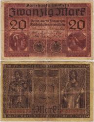ALMANYA 20 MARK 1918 REICHMARK. TEMİZ.