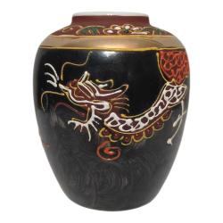 Japon Damgalı Satsuma Stili Ejderha Desenli El Boyama Vazo