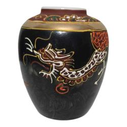 Japon Damgalı Satsuma Stili Ejderha Desenli El Boyama Vazo