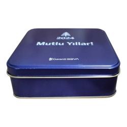 Garanti Bankası ''Mutlu Yıllar 2024'' Kabartma Yazılı Metal Çikolata Kutusu