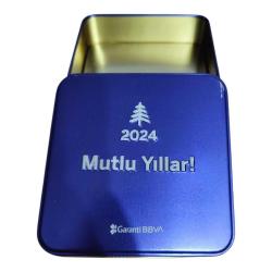 Garanti Bankası ''Mutlu Yıllar 2024'' Kabartma Yazılı Metal Çikolata Kutusu