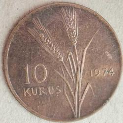TÜRKİYE  1974    10   KURUŞ