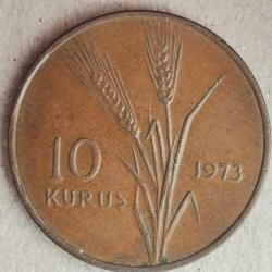 TÜRKİYE  1973    10   KURUŞ